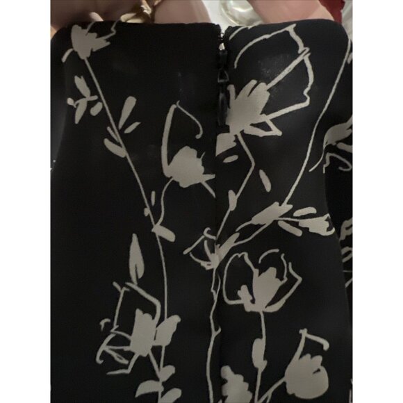 Taylor Black & Gray Floral Print V-Neck Long‎ Bell Sleeve Lined Dress 10 - Picture 3 of 6